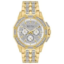 New 🔥 Mens Bulova Crystal Accent Bracelet ⌚ Watch - 98C126 💯