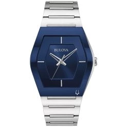 Promo โจ Mens Bulova Futuro Stainless Tonneau Blue Dial โ Watch - 96A258 โจ