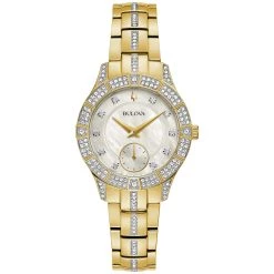 Best deal 👍 Womens Bulova Gold-tone Stainless Crystal Accent ⌚ Watch - 98L283 😍