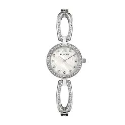 Best Sale 😍 Womens Bulova White 👩 Mother Of Pearl Dial ⌚ Watch - 96L223 😉