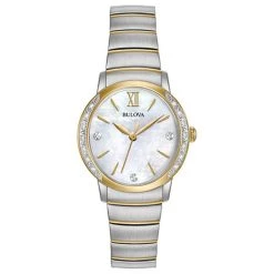 Discount ✨ Womens Bulova White 👩 Mother Of Pearl Dial ⌚ Watch - 98R231 ✔️