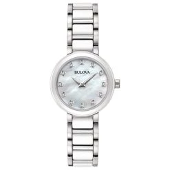 Outlet ✔️ Womens Bulova Diamond Collection Ceraminc ⌚ Watch - 98P158 ✔️