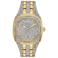 Coupon ๐ Mens Bulova Crystal Pave Gold-Tone Bracelet โ Watch - 98B323 โ๏ธ