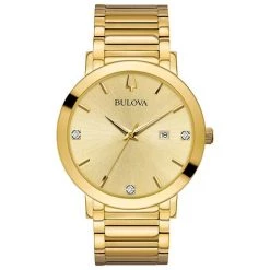 Coupon โญ Mens Bulova Modern Gold-Tone Diamond Dial โ Watch - 97D115 ๐คฉ