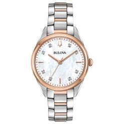 Cheap 👏 Womens Bulova Diamond Two-Tone Bracelet ⌚ Watch - 98P183 🎁