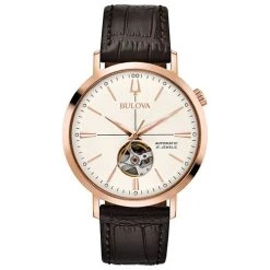 Best reviews of π Mens Bulova Automatic Rose Gold & Leather Strap β Watch - 97A136 π§¨