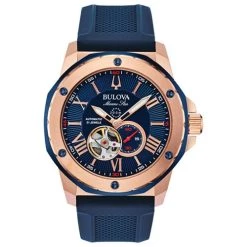 Best Sale ๐ Mens Bulova Marine Star Rose-Gold-Tone Case โ Watch - 98A227 โ๏ธ