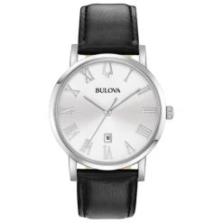 Wholesale 🥰 Mens Bulova American Clipper Black Leather Strap ⌚ Watch - 96B312 ⌛
