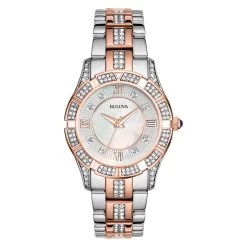 Wholesale 💯 Womens Bulova Two-Tone Crystal Bracelet ⌚ Watch - 98L135 🛒