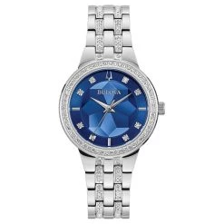Best deal 💯 Womens Bulova Phantom Blue Beveled Dial Bracelet ⌚ Watch - 96L276 🥰