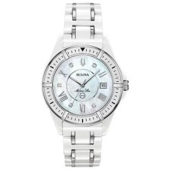 Promo ❤️ Womens Bulova Marine Star Ceramic Bracelet ⌚ Watch - 98P172 ❤️