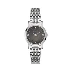 Coupon ✨ Womens Bulova Classic Diamond Stainless Black Dial ⌚ Watch - 96P148 🤩