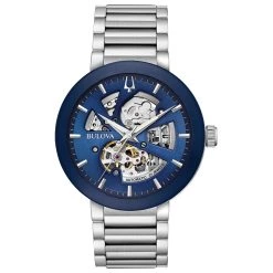 Best Pirce 🎉 Mens Bulova Futuro Automatic Blue Skelton Dial ⌚ Watch - 96A204 ❤️