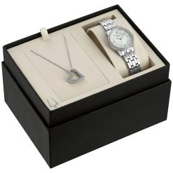 Wholesale 😍 Womens Bulova Crystal Accent ⌚ Watch & Necklace Gift Set - 96X155 🌟
