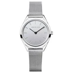 New 🔥 Womens BERING Ultra Slim Silver Mesh Bracelet ⌚ Watch - 17031-000 🔔