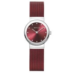 Best Sale 🥰 Womens BERING Red Mesh Band ⌚ Watch - 10126-303 💯