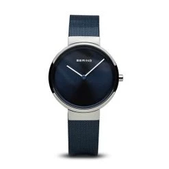 Cheap 🎁 Womens BERING Blue Stainless Steel Bracelet ⌚ Watch - 14531-307 👍