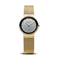 Promo 👏 Womens BERING Gold Classic Mesh ⌚ Watch - 10126-334 💯