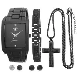 New 🔔 Beverly-Hills-Polo-Club Mens Beverly Hills Polo Club Analog ⌚ Watch Set - 55429 🤩