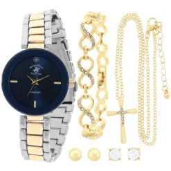 Flash Sale 💯 Beverly-Hills-Polo-Club 👩 Womens Beverly Hills Polo Club Analog ⌚ Watch Set - 81754-BHP ⭐