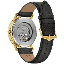 Discount 🤩 Mens Bulova Automatic Goldtone Black Leather Strap ⌚ Watch - 97A154 🌟 -Bulova Sales Store unnamed file 674
