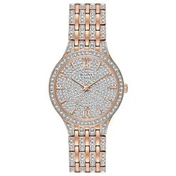 Best Pirce 🛒 Womens Bulova Crystals Slim Pave Dial ⌚ Watch - 98L235 😍